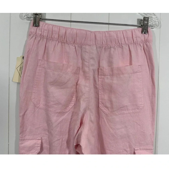 NWT St Johns Bay Cargo Jogger Pants Sz S Linen Blend Elastic Waist Drawstring - Picture 5 of 11